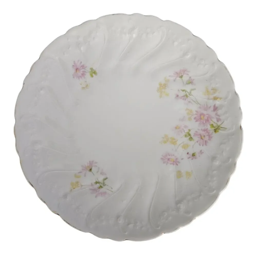 Antique Welman Germany Porcelain Salad Plates Set of 2 Floral Gold Trim